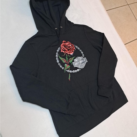 Harley-Davidson "Skull in the Rose" Hoodie - Women's size LARGE - Picture 3 of 10